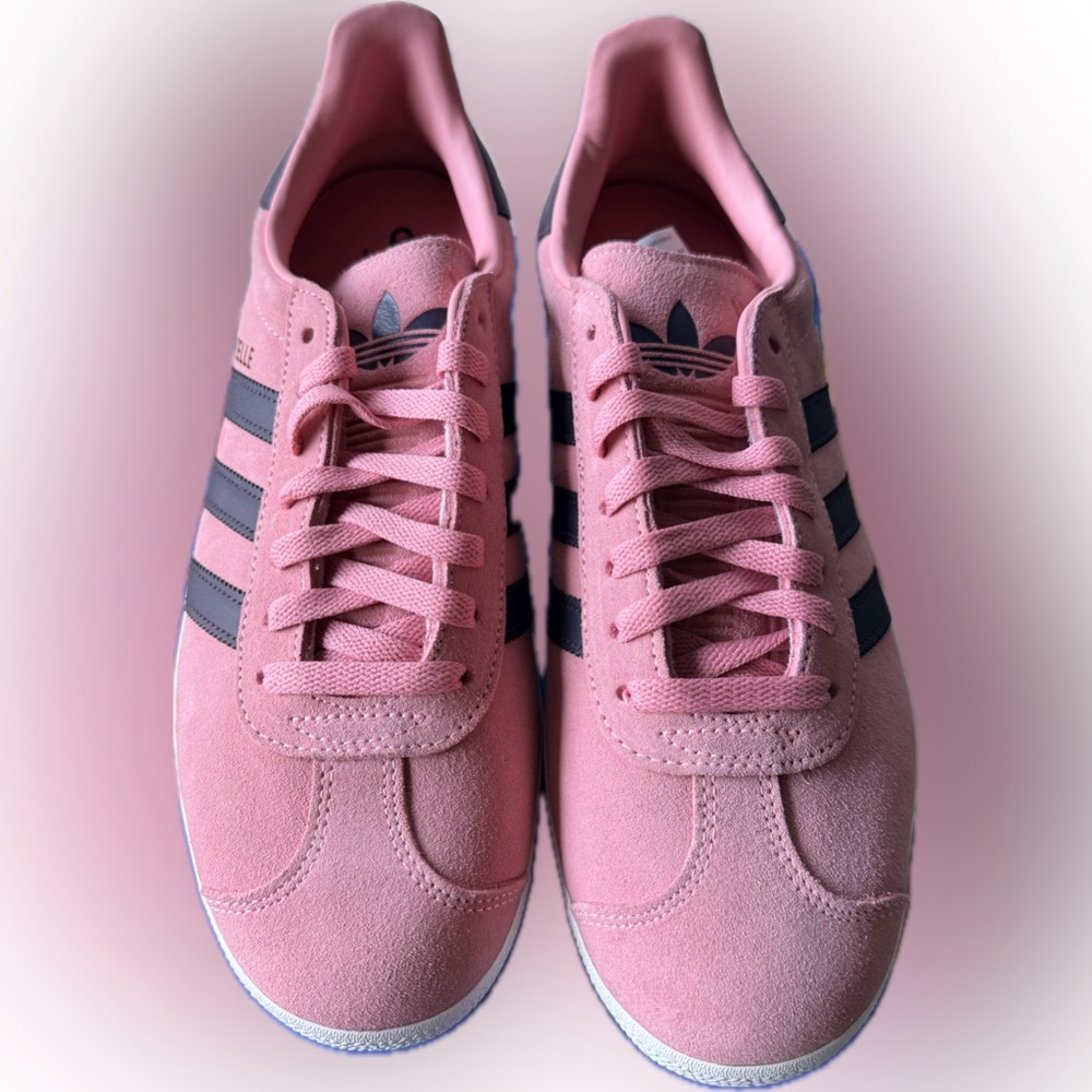 Adidas Gazelle Pink Suede Sneakers Women’s 9 Black Stripes JH5388 w/ Box